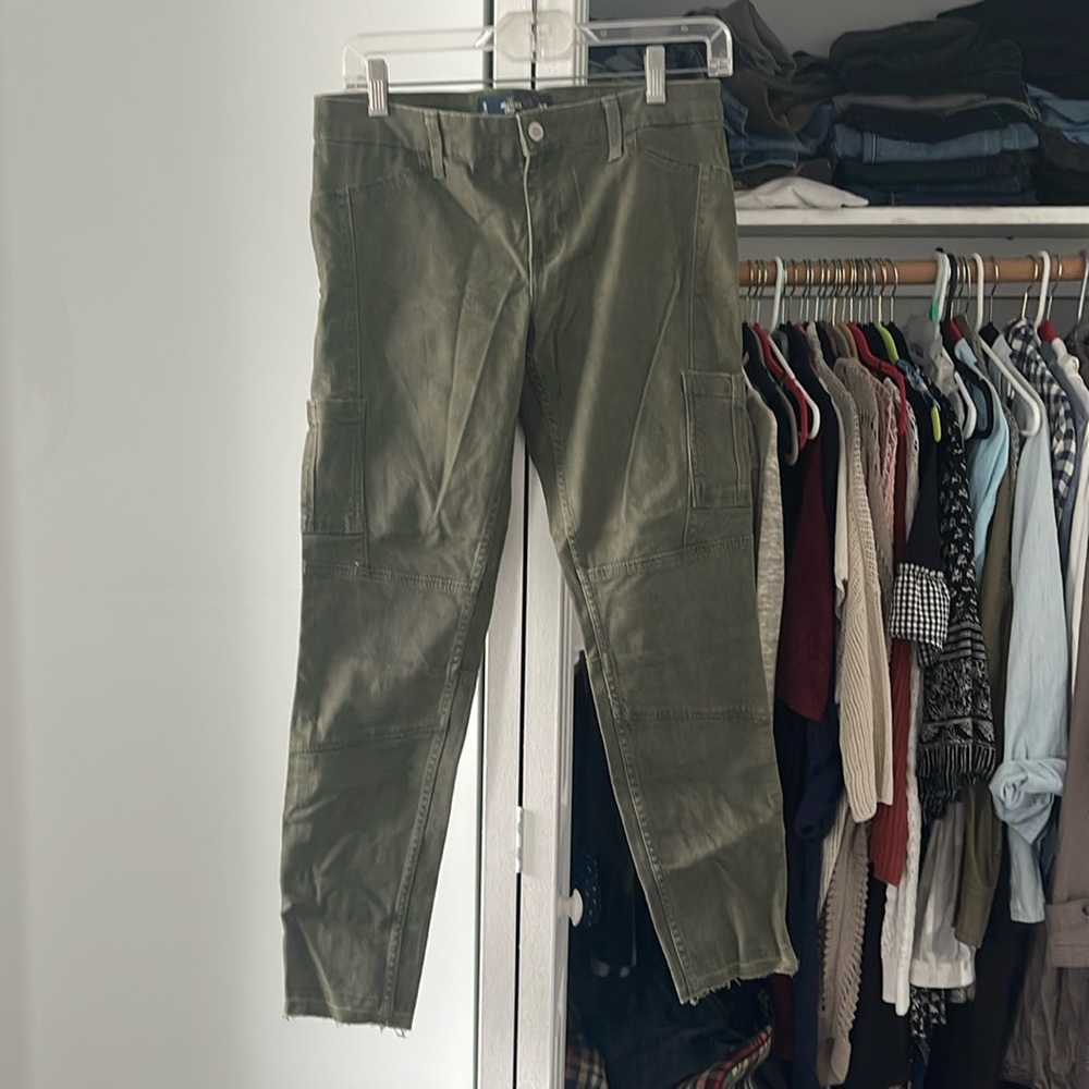 Hollister Olive green jeans with side zipper